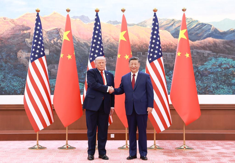 Rais wa China Xi Jinping akifanya mazungumzo na Rais wa Marekani Donald Trump, ambaye yuko katika ziara ya kiserikali nchini China, kwenye Jumba la Mikutano ya Umma la Beijing Mei 14, 2026. (Xinhua/Ding Lin)