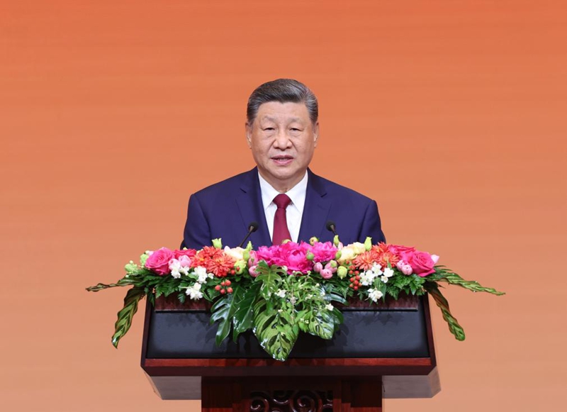 Rais wa China Xi Jinping akihutubia dhifa kumkaribisha Rais wa Marekani Donald Trump kwenye Jumba la Mikutano ya Umma la Beijing,  Mei 14, 2026. (Xinhua/Liu Weibing)