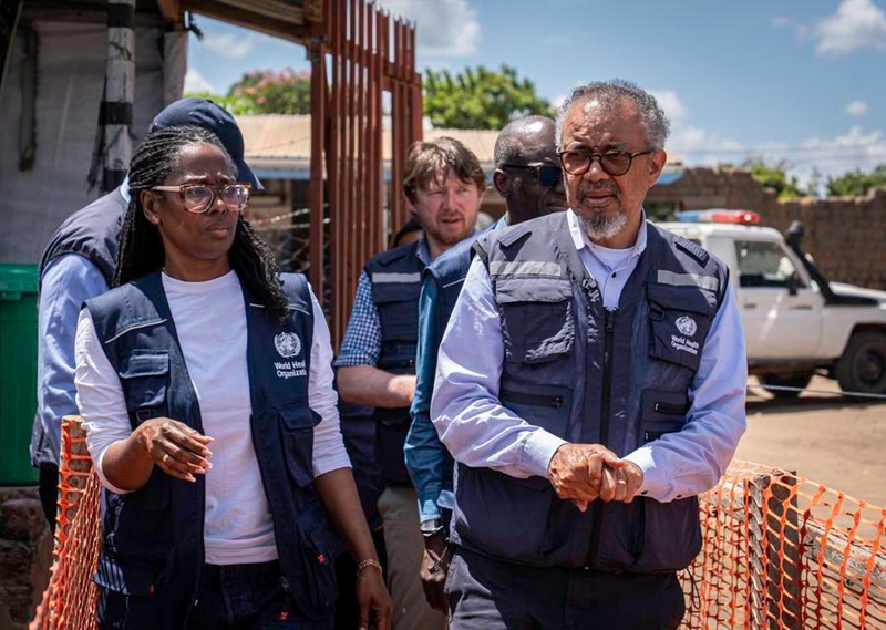 Mkurugenzi Mkuu wa Shirika la Afya Duniani Tedros Adhanom Ghebreyesus akifanya ziara Bunia, mji mkuu wa Jimbo la Ituri, kaskazini mashariki mwa Jamhuri ya Kidemokrasia ya Kongo (DRC), Mei 31, 2026. (Xinhua)