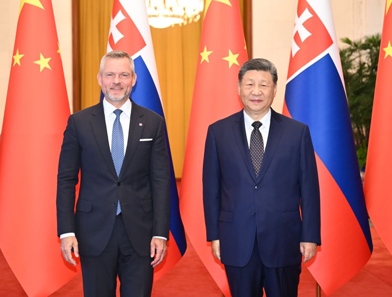 Rais wa China Xi Jinping akifanya mazungumzo na Rais wa Slovakia Peter Pellegrini anayefanya ziara ya kiserikali nchini China, kwenye Jumba la Mikutano ya Umma la Beijing, Julai 28, 2026. (Xinhua/Li Xiang)