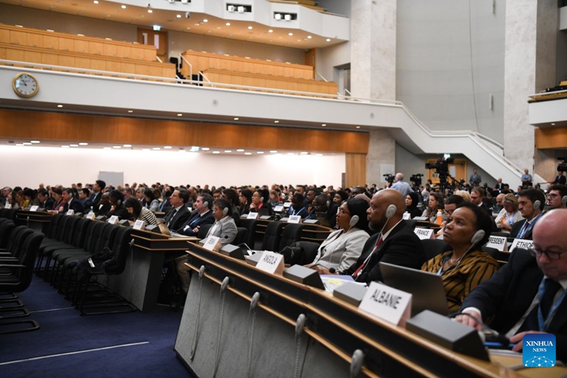 Picha hii iliyopigwa Septemba 7, 2026 ikionyesha mkutano wa 63 wa Baraza la Haki za Binadamu la Umoja wa Mataifa (UNHRC)  unaofanyika katika Jumba la Umoja wa Mataifa huko Geneva, Uswisi. (Xinhua/Lian Yi)