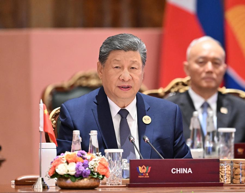 Rais wa China Xi Jinping akitoa hotuba wakati akihudhuria kwenye Mkutano wa 18 wa Viongozi wa BRICS wa siku yake ya pili mjini New Delhi, India, Septemba 13, 2026. (Xinhua/Yan Yan) 