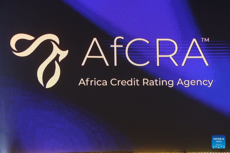 Picha hii iliyopigwa Oktoba 7, 2026 ikionesha nembo ya Shirika la Afrika la Kukadiria Uwezo wa Mkopo (AfCRA), taasisi iliyopewa mamlaka na Umoja wa Afrika (AU), mjini Balaclava, Mauritius. (Picha na Ally Soobye/Xinhua)